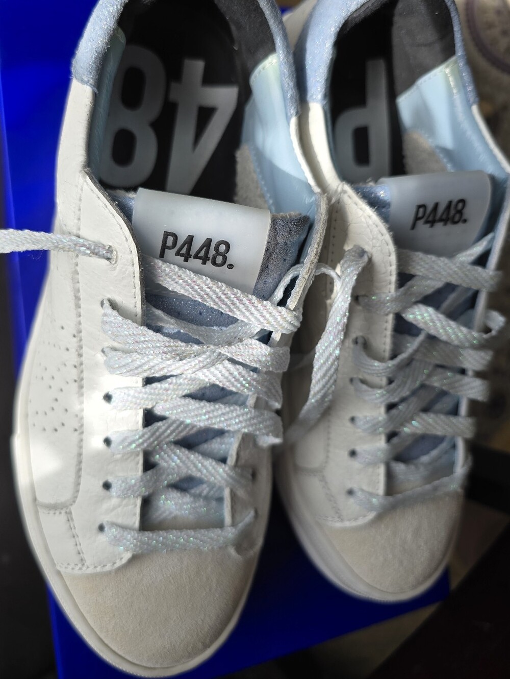 P488 Thea Women's Platform Sneakers Celeste/White 298 NEW size EU 37 U.S. 6.5 - Picture 5 of 10